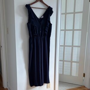 Reitmans Navy Sleeveless Midi Dress with Ruffle Trim